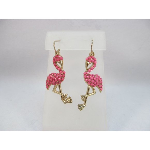 Pink Flamingo Beaded Pierced Earrings - Picture 7 of 11